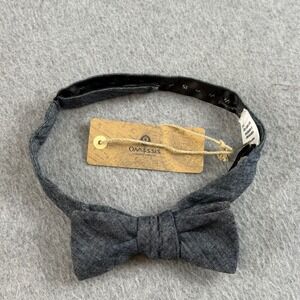 Onassis Blue Wash Skinny Bow Tie Mens Cotton Indigo Denim Self Tie 1.75x14-18"